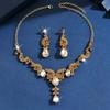 Elegant Necklace Earrings Set Rhinestone Bridal Jewelry Set  Women's Accessories