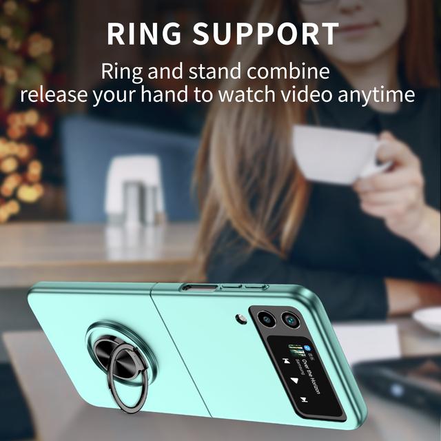Anti -Knock Ring Holder Fitted Case For Samsung Galaxy Z Flip 4 Flip4 Flip 3 Flip3 5g Zflip4 Anti -Scratch Slim Phone Bag