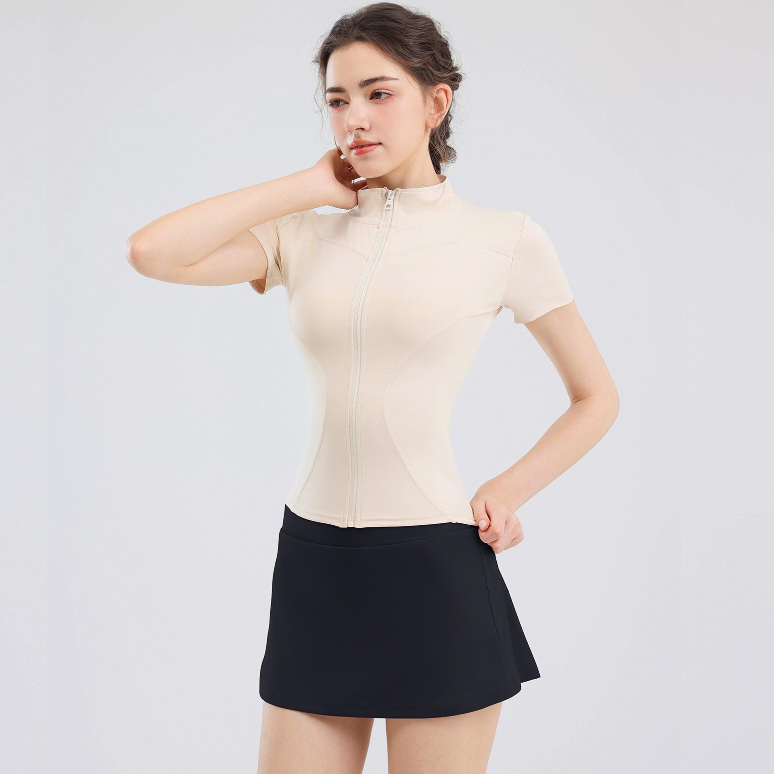 

Женская спортивная куртка высокого класса с быстрой сушкой - С длинным рукавом, для йоги и бега Small кофейный/кремовый