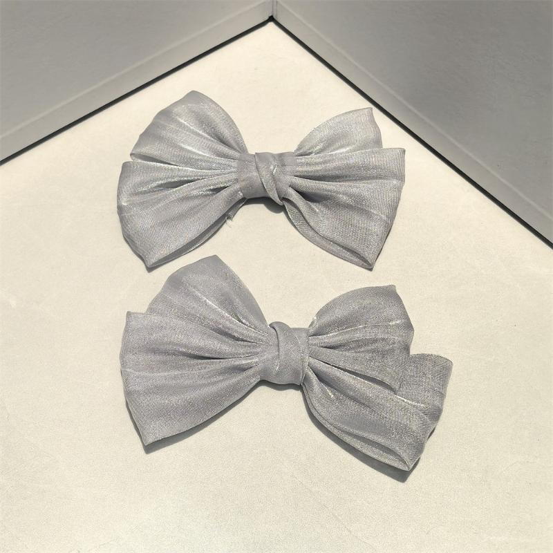 

2Pcs Pearlescent Fabric Bow Charm Buckle Women Shoe Decoration Bow Shoe Clip Shoes Hole Shaped Slippers Shoe Buckle A3