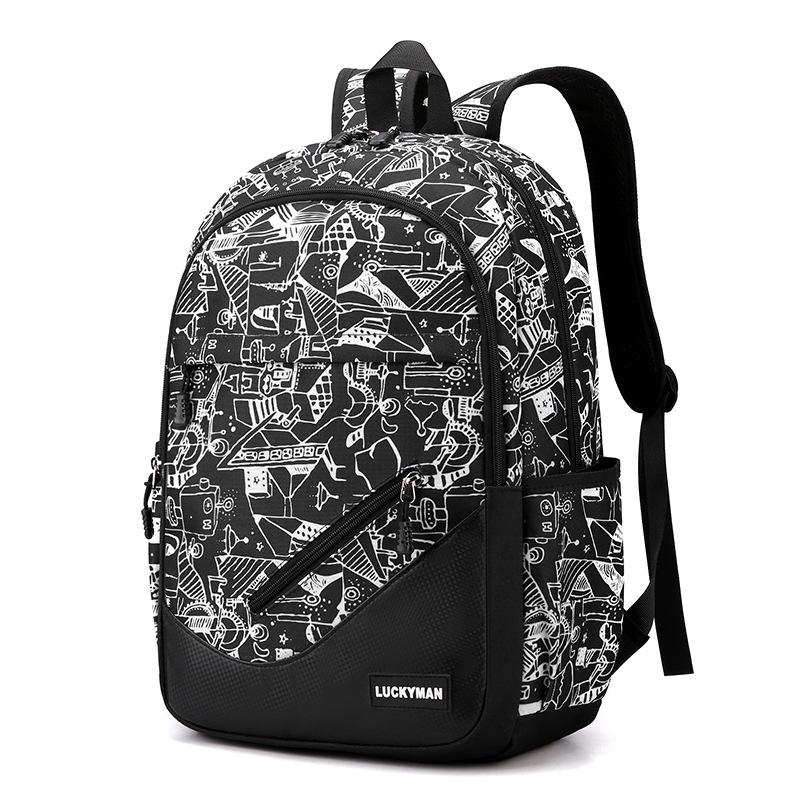 

Студенческий школьный рюкзак Мужской рюкзак большой вместимости чёрный