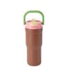Stainless Steel Vacuum Insulated Travel Mug With Handle Dual-Drink Straw Lid 700ml Outdoor Office Car Use