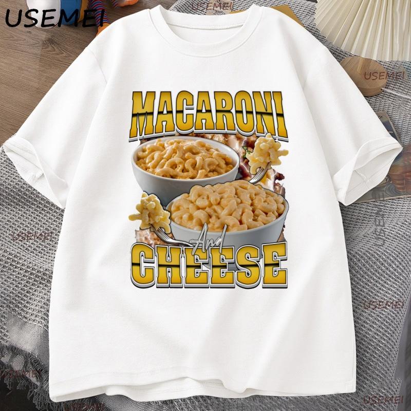 Macaroni Cheese Rap Vintage Graphic TShirt Funny Retro Food Lover Tshirt 90s Aesthetic Trendy Y2K Streetwear Tees Clothes