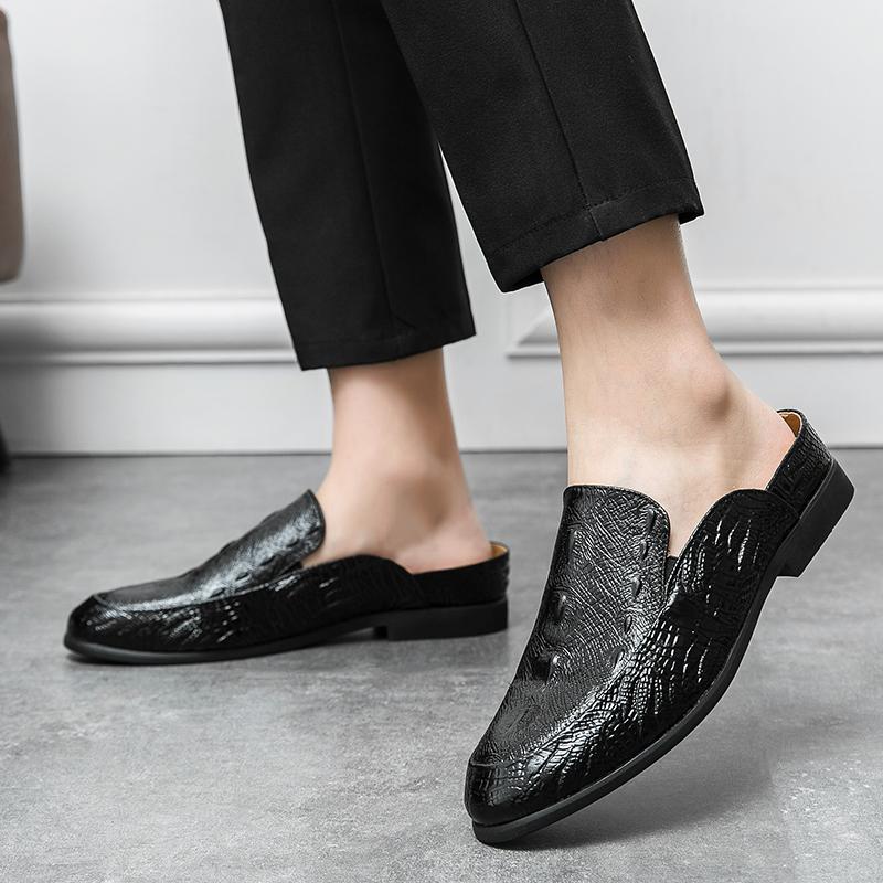 Men'S Casual Leather Shoes With British Style, One Foot Slip Loafers, Formal Leather Shoes XRS-672