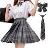 GEAHOL High School Uniform High School Girl Pleated Set with Bow Tie and Machine Adjustable Checkered Perfect for School Festivals and Cultural