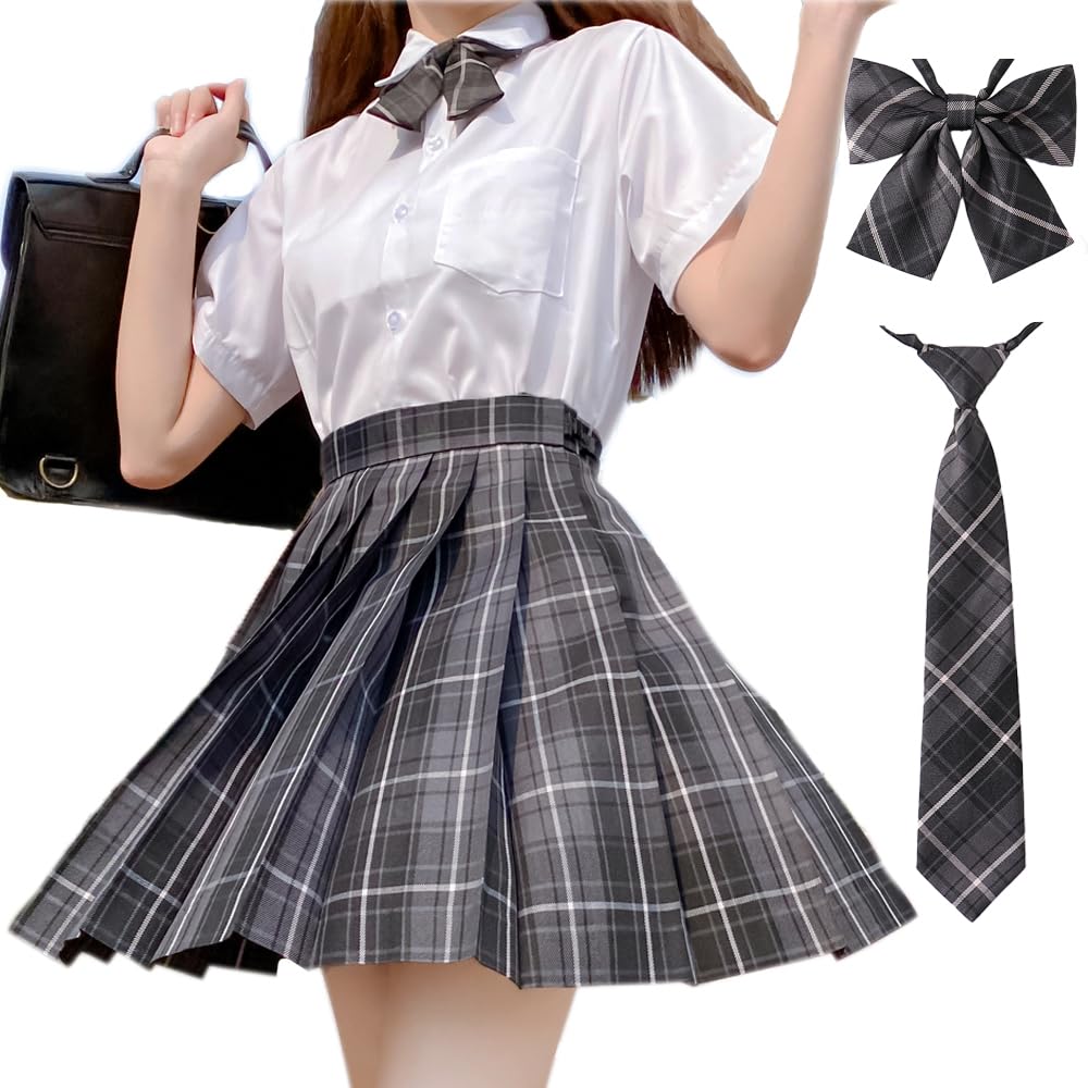 

Школьная юбка GEAHOL, комплект из 3 предметов, для девочек, плиссированная, с высокой талией, в клетку, L, серый, регулируемая талия, можно стирать в машине, для фестиваля