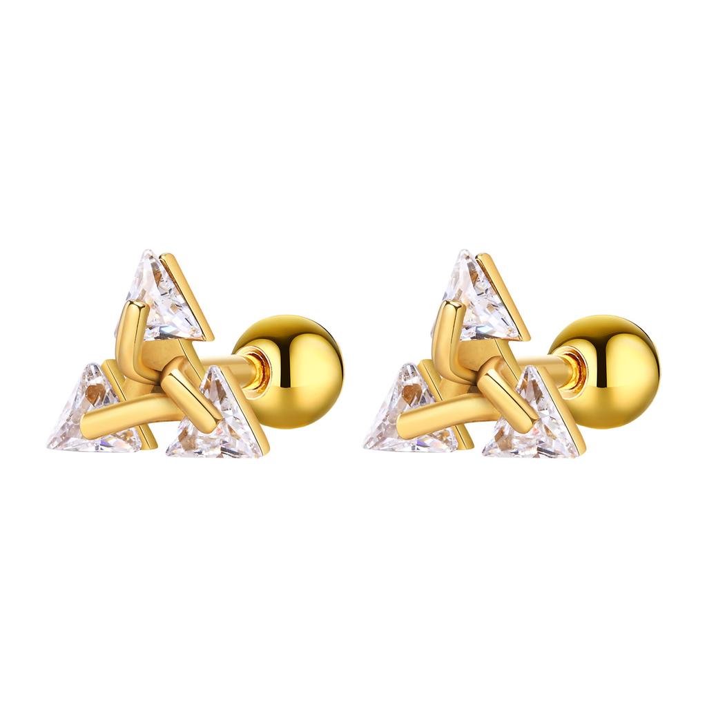 Geometric Triangle Stud Earrings for Men,Stainless Steel Minimalist Cubic Zirconia Earring Gift to Boyfriend Husband Dad Father