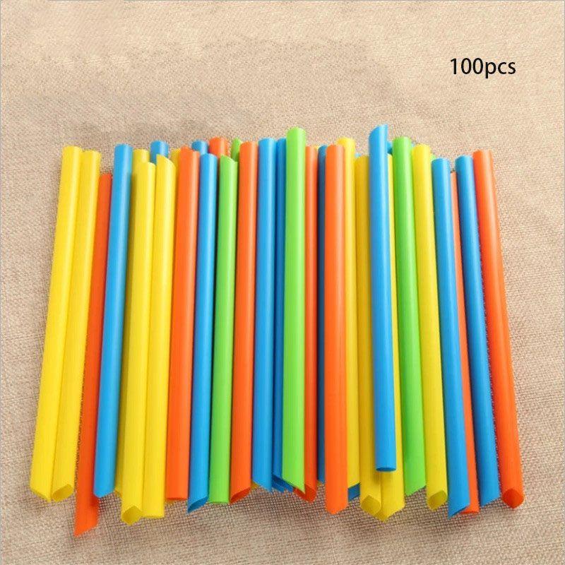 Disposable 100 X Large Drinking Straws Bubble Tea Smoothie Milkshake Colorful