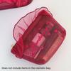 1Pc Purified Red Mesh Makeup Bag With Ruffle Detail Love Embroidery Cute Portable Cosmetic Organizer For Girls Toiletry Pouch