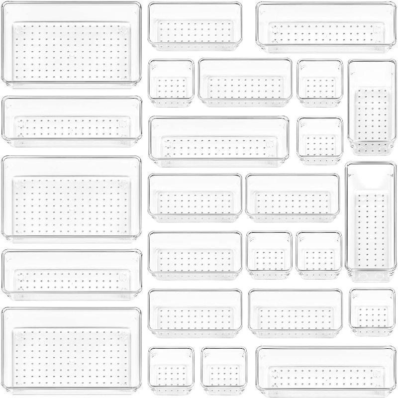Drawer Compartment Storage Box Combination Set, Transparent Plastic Dresser Sundries Tray, Household Multi-functional Sorting Box