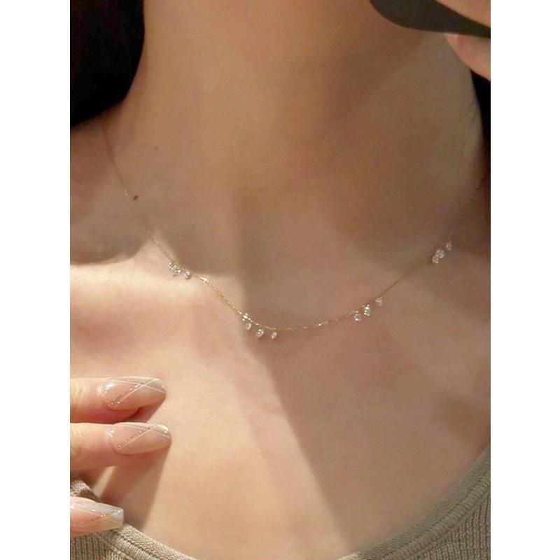 1 kus jednoduchého a elegantního náhrdelníku s přívěskem ve tvaru kapky vody ze zirkonu, lehký řetízek ke klíční kosti, všestranný pro dojíždění, k obdarování