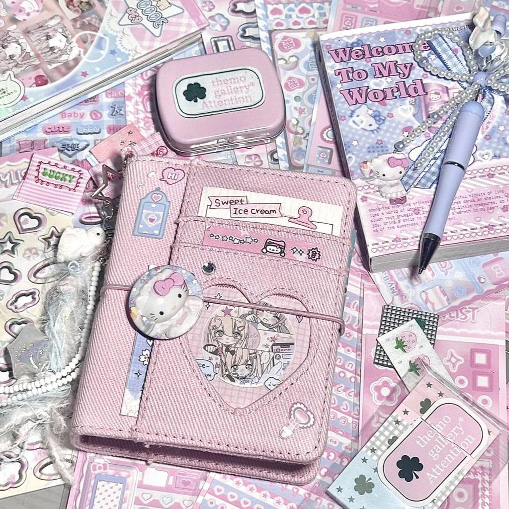 M5 5 Holes Pink Blue Love Cowboy Loose leaf Ledger High Beauty Portable Pocket Notebook