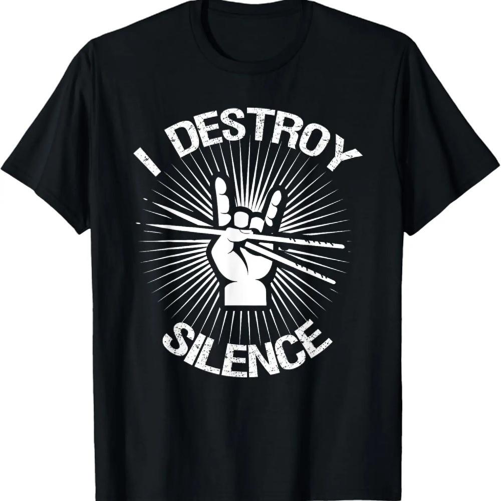 

I Destroy Silence Vintage Music Bands Drum Sticks Drummer T-Shirt XXXXXL чёрный