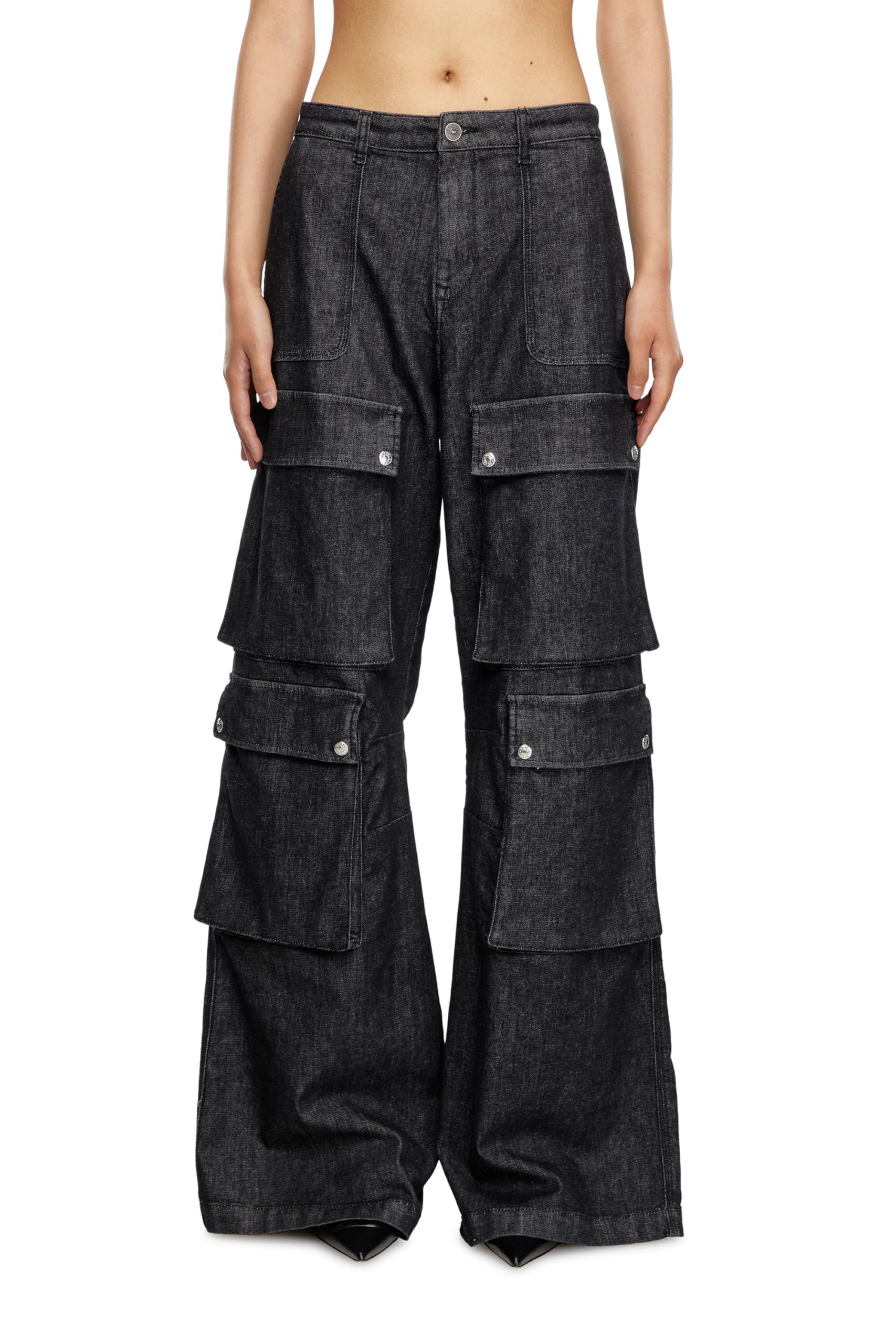 

Cargo 3D Regular Loose 25 [Diesel] Women s Pants, Pocket, Fit, P-MIRTAR86NT, A15757R86NT, 02, Black, чорний