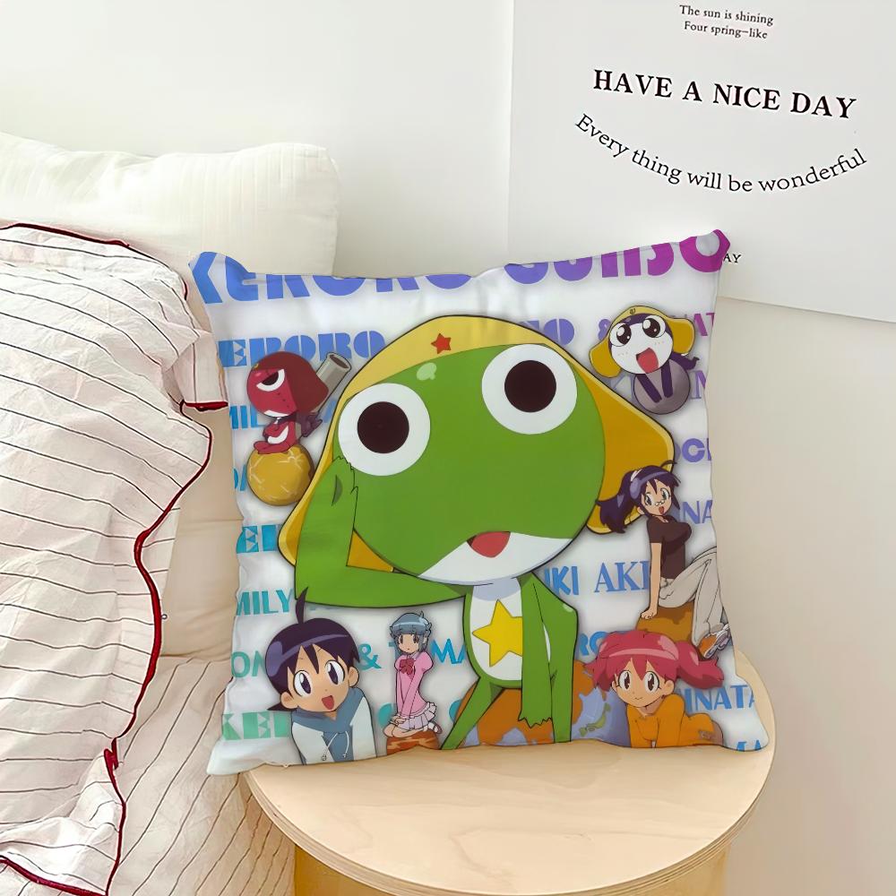 Funny Cartoon Keroro Gunsou Frog Pillow Case Sofa Living Room Bedroom Headboard Backrest Cushion Square Cushion Nap Time