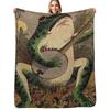 The Frog Playing Guitar Banjo Throw Blanket Spring Fall Cozy Throw Blanket for Couch