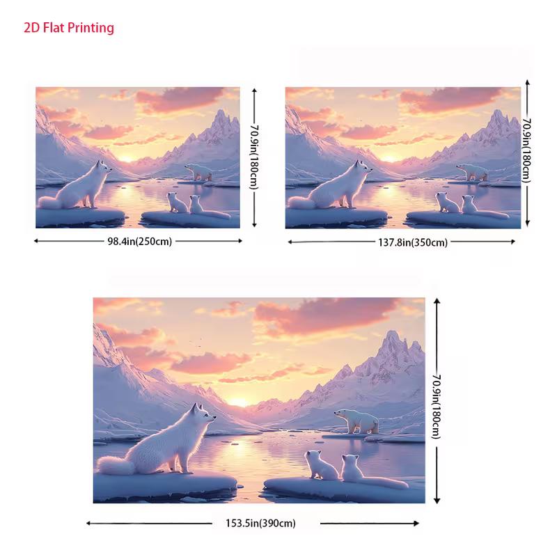 2D Arctic Fox and Polar Bear Photography Backdrop Sunset Background