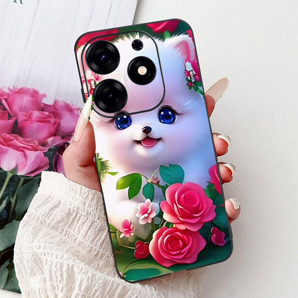 For Tecno Spark 10 Pro Phone Case Spark 10Pro 4G KI7 Elegant Floral Cat Printing Soft Silicone TPU Cases