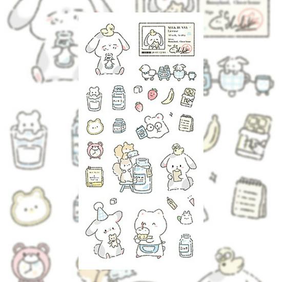Korean Cute Cartoon Rabbit and Bear Stickers - Creative DIY Decorative Diary Set Matte