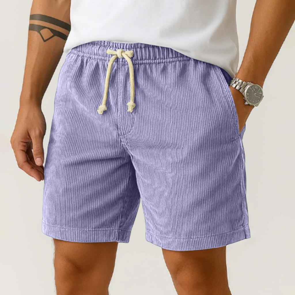 Men's Corduroy Elastic Men's Shorts Casual Beach Pants
