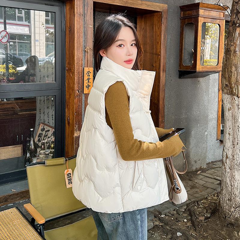 

Осень и зима новый хлопковый жилет женский носить свободный большой размер жилет средний хлопковый жилет без рукавов L белый