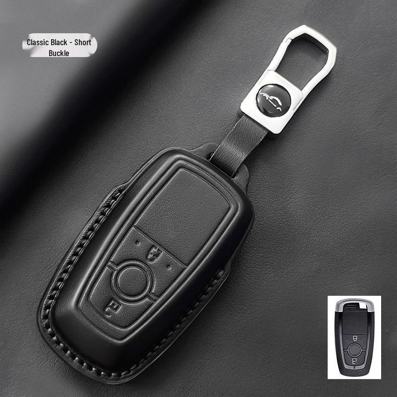 Genuine Leather Key Case for Ford Focus, Mondeo, Edge, Escort, Explorer, and Raptor.