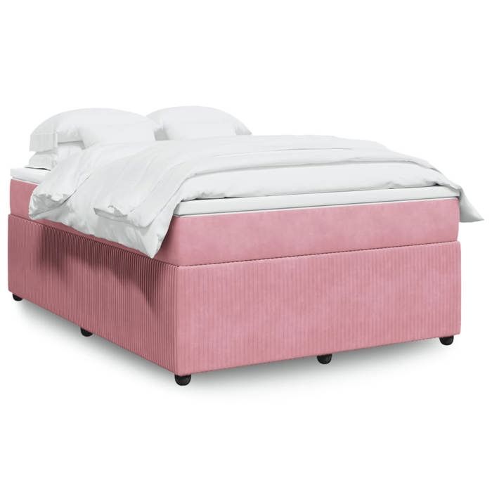 VidaXL Slatted Bed Base with Mattress Pink 140x200 Cm Velvet 3285649