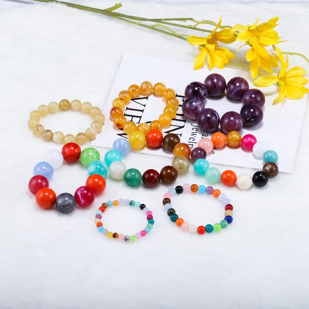 100-200Pcs Colorful Round Imitation Natural Stone Bead Loose Spacer Bead For DIY Necklace Bracelet Jewelry Making Supplies