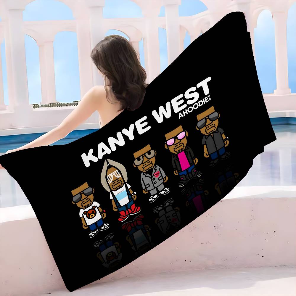 Hot Singer K-Kanye W-West Microfiber Printed Beach Towel Mountain Climbing Yoga Beach Swimming Running Absorbent Soft Towel