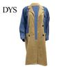 Chaqueta Cardigan de Manga Larga para Mujer Primavera Otoño Abrigo Vaquero Sobretodo Patchwork Doble Botonadura Dama Holgada con Bolsillos con Solapa Bloque de Color Longitud Media