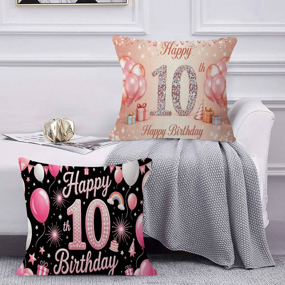10th Birthday Party Cushion Cover Inches Farmhouse Decor Home Throw Pillow Covers for Couch Decorations