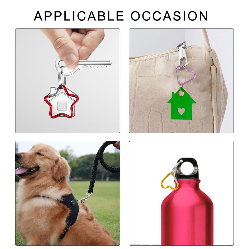 10Pcs Heart Star Carabiner Clip KeyRings Carabiner Keychains Metal Spring Snap Hook for Purse Handbag Hardware