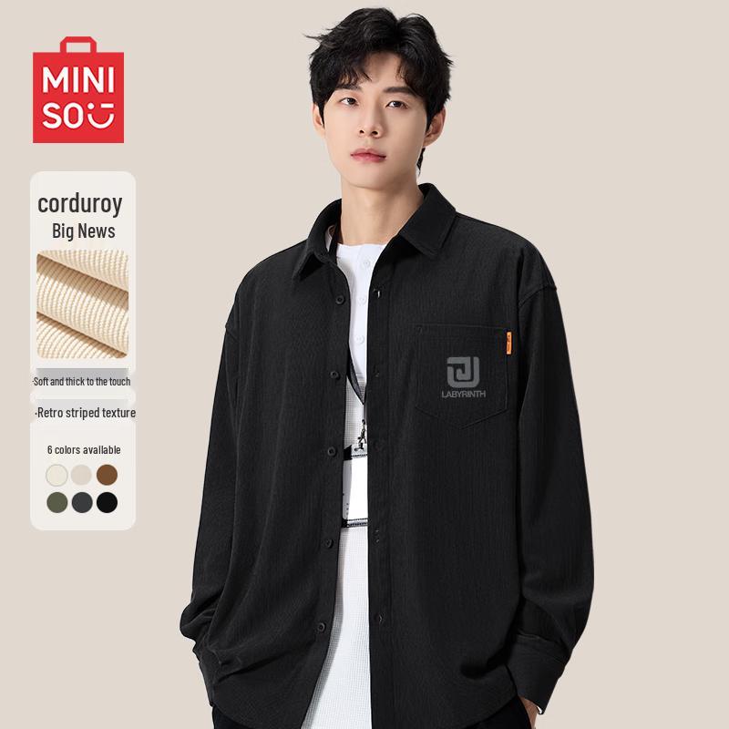 MINISO Men s Corduroy Long-Sleeve Shirt L