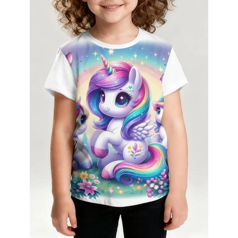 Fashion Children's Clothing Crew Neck Short Sleeve 3D Casual Color Printing Casual Short Sleeve Crew Neck T-Shirt