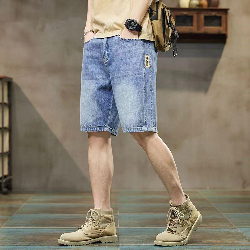 Tooling denim shorts men's summer thin loose trendy brand casual boys five-point pants new medium pants