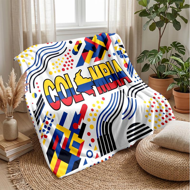 Colombia Football Printed Flannel Blanket Skin Friendly Warm Decorative Throw for Indoor Couch Bed Daily Use