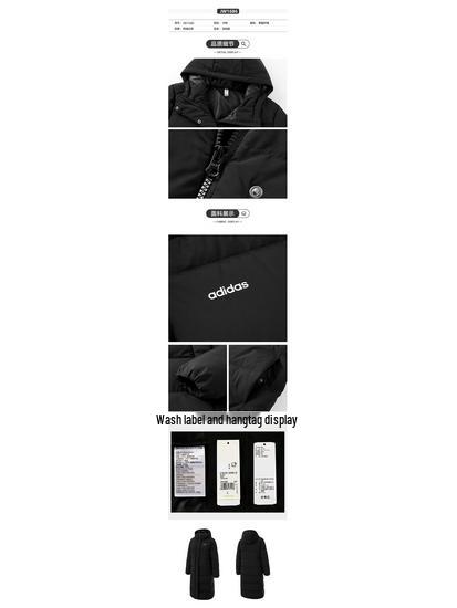 Adidas Unisex Long Hooded Down Jacket
