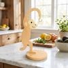 Wooden Material Wooden Banana Hanger Keep Bananas Fresh Stainless Steel Hook Monkey Shape Banana Holder Vertical Design