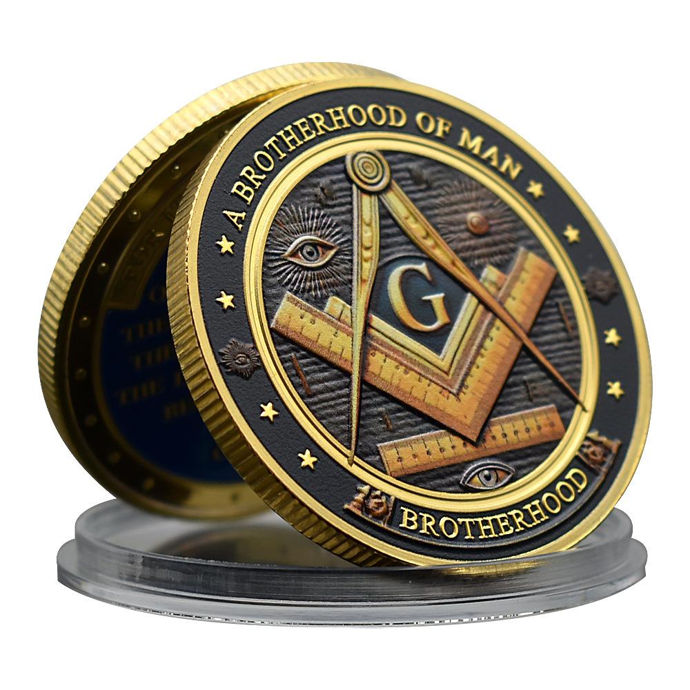 4CM Masonic Freemasonry Souvenir Coin Collection Brotherhood The Eye of Coin Making Good Men Better Commemorative Medal