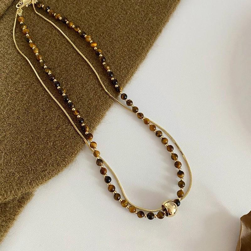 2025 Retro Tiger Eye Necklace: Elegant, Versatile Clavicle Chain with a High-End Luxury Feel