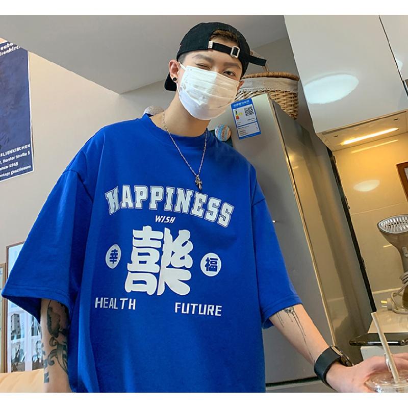 Pánská trička s krátkým rukávem dopis s grafickým potiskem trička s polovičním rukávem svetrové tričko ležérní tričko muž korejský ležérní retro topy s kulatým výstřihem