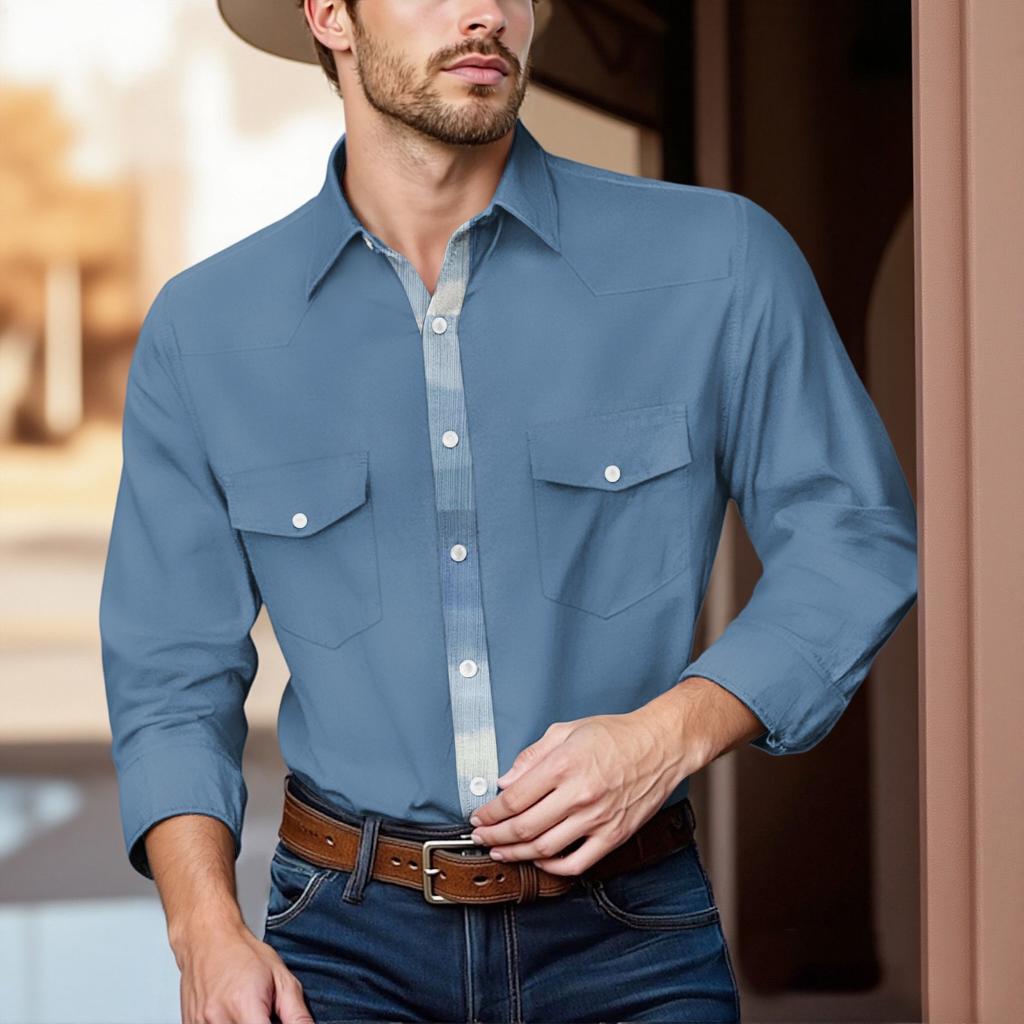 Pánské módní s klopou a krátkým rukávem ležérní top délky po ramena