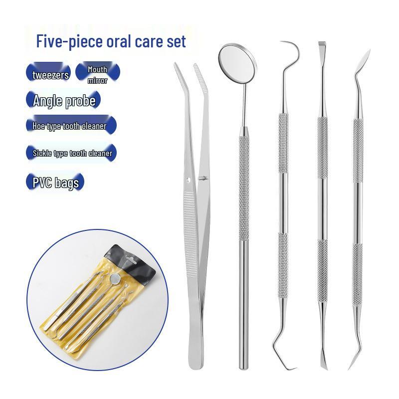 Dental Tool Set: Teeth Cleaner, Tweezers, Mouth Mirror & Probe for Oral Care