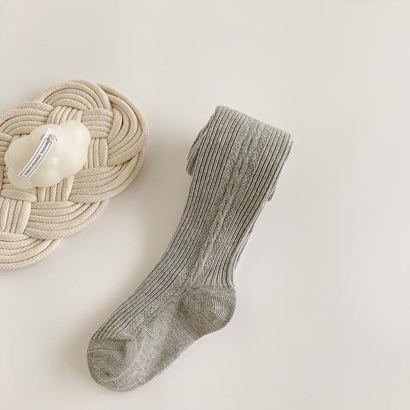 

Хлопковые колготки для девочек 2025: Весна/Осень, Вязаный узор «косы», Однотонные леггинсы для детей S 75-90cm Open-crotch глубокий/серый