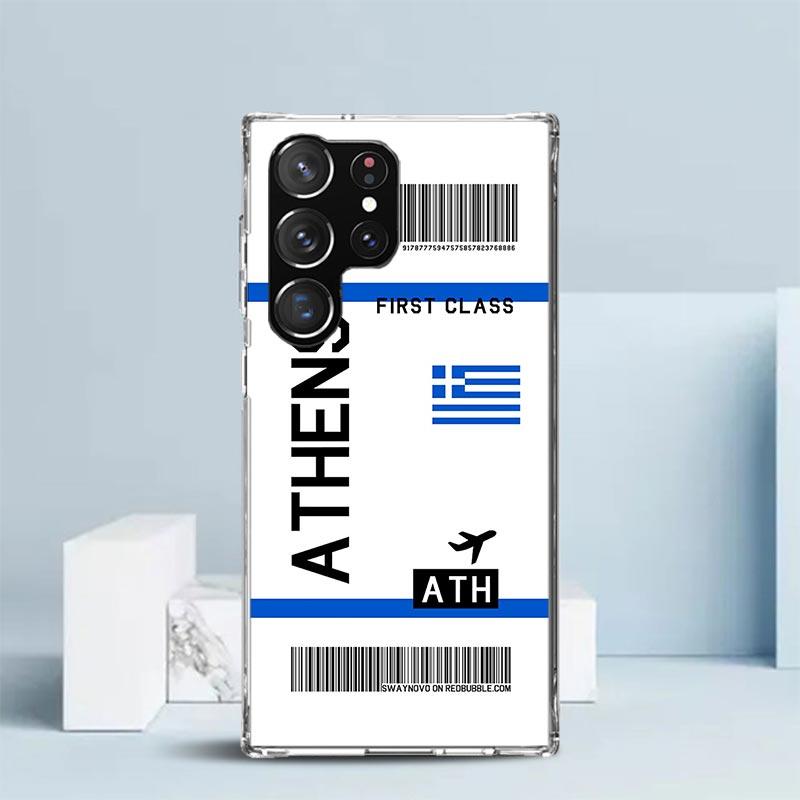 Travel Ticket Label Phone Case For Samsung Galaxy S24 S25 Edge S26 Ultra S22 S23 Plus S21 + S20 FE Soft TPU Back Cover Galaxy S2