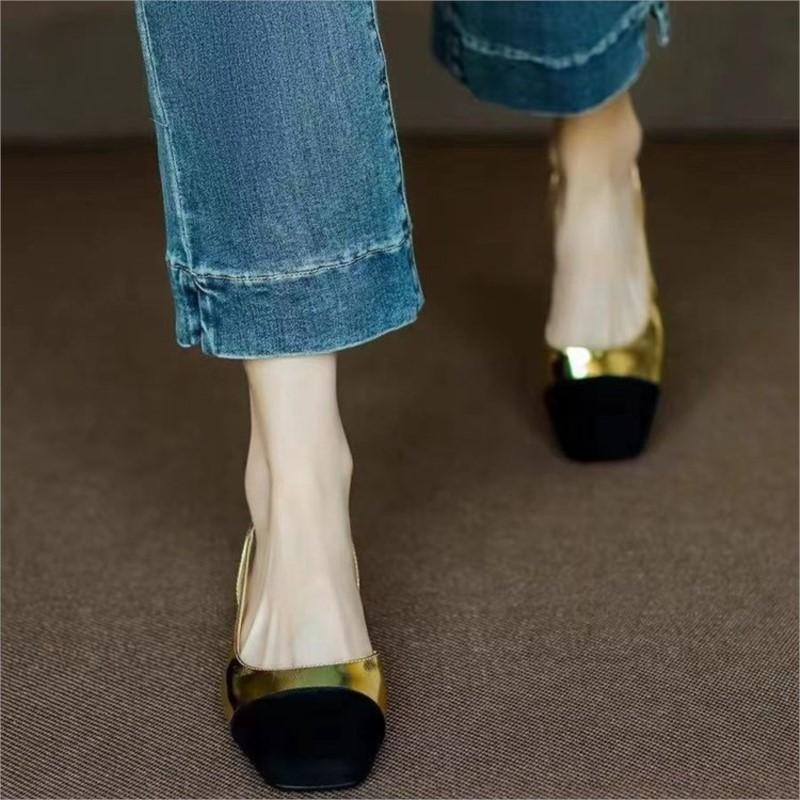 New summer mid-heel, simple back hollow, multicolor French high heels for women sandals C1218