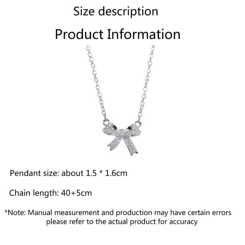 FTCY Exquisite Copper Inlaid Zirconia Bow Pendant Necklace For Women Fashion Simple Stainless Steel Clavicle Chain Jewelry Gift