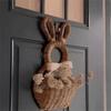 Easter Bunny Wall Hanging Woven Basket, Handmade Bunny Woven Plant Hanging Basket, Outdoor Bunny Wall Decorative Flower Basket