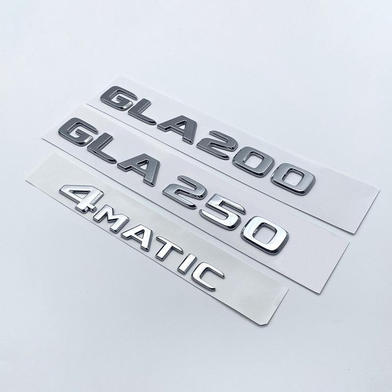 3D černé stříbrné písmena GLA180 GLA200 GLA220d GLA250 GLA260 4Matic emblém pro Mercedes Benz X156 H247 Samolepka na kufr auta