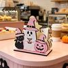 Solid Wood Napkin Tray Halloween Wooden Holder, Cute Pastel Pumpkin Ghost Black Cat Tabletop Tissue Dispenser, Decorative Paper Towel Holder